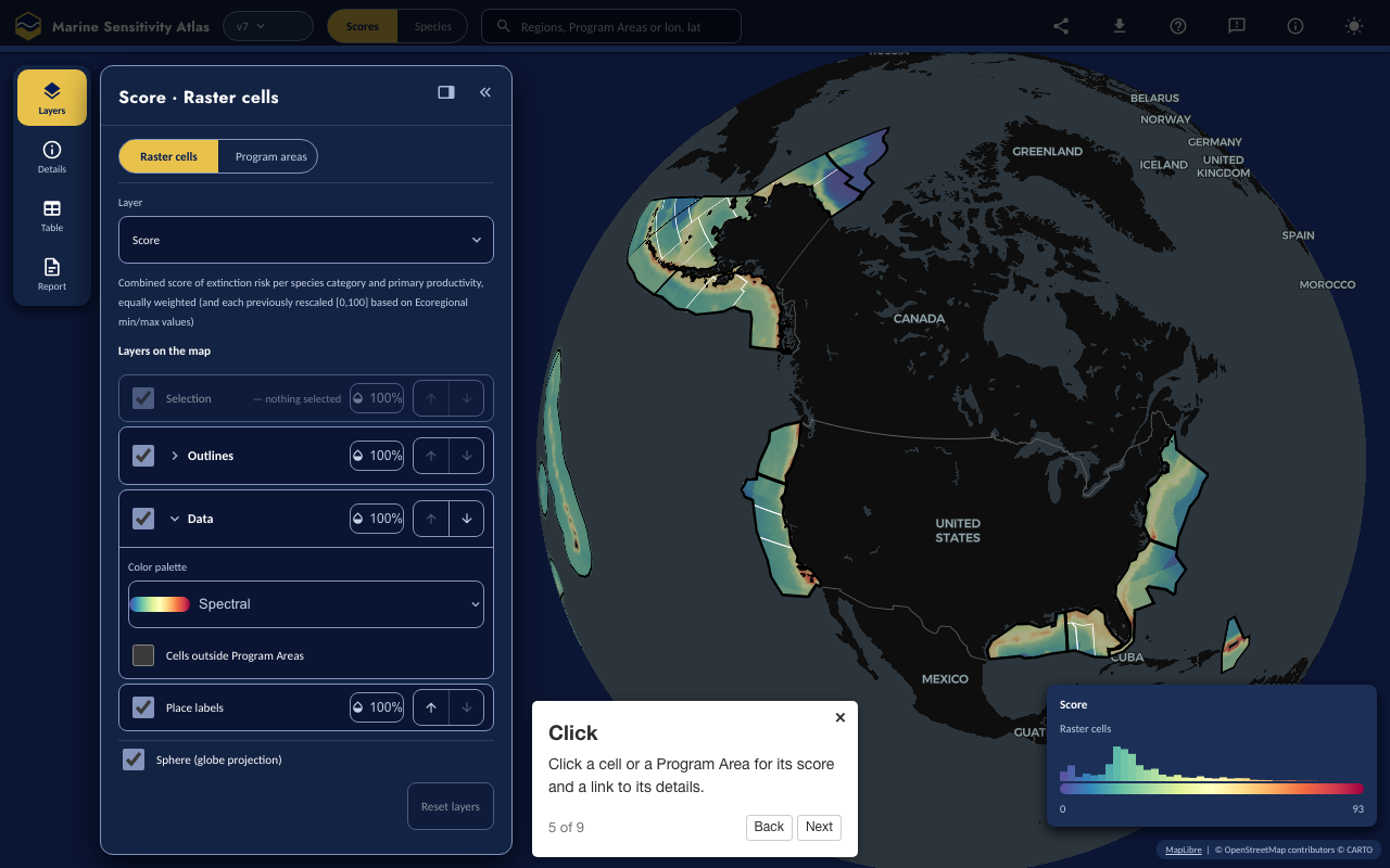 Step 5: Click — the Atlas with the control it describes highlighted and the tour popover open.