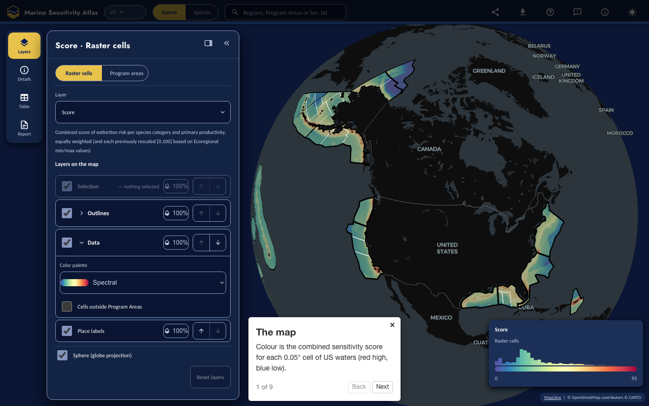Step 1: The map — the Atlas with the control it describes highlighted and the tour popover open.