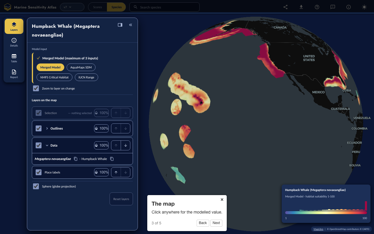 Step 3: The map — the Atlas with the control it describes highlighted and the tour popover open.