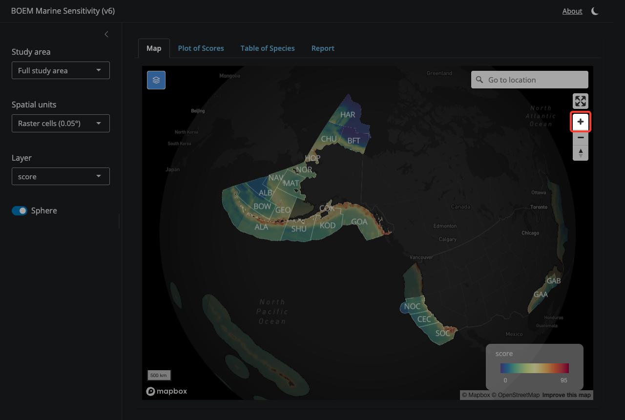 Zoom and reset the view. You can also use the mouse wheel, pinch gesture, or double-click.