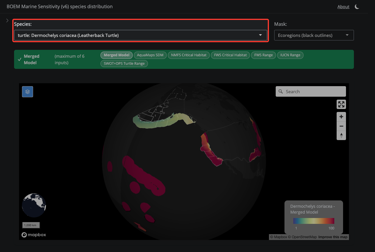 Search by common or scientific name. Results are grouped by category (bird, fish, mammal, etc.).